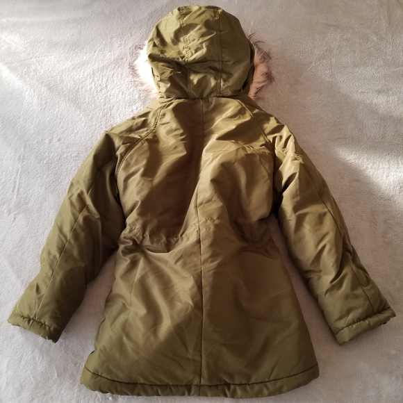 ⭐HP⭐H&M Khaki Green Padded Parka with Faux Fur Hood Trim NWT - Picture 7 of 16